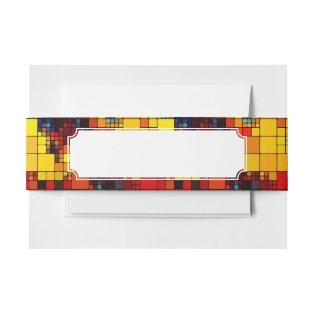 Art abstract vibrant rainbow geometric pattern invitation belly band (Front Example)