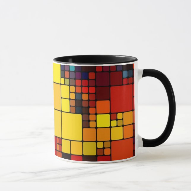 Art abstract vibrant rainbow geometric pattern mug (Right)