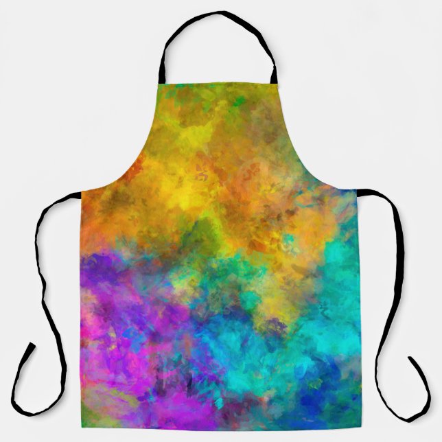 art abstract vibrant rainbow painted background wi apron (Front)