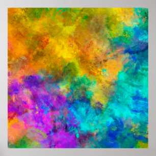 art abstract vibrant rainbow painted background wi poster