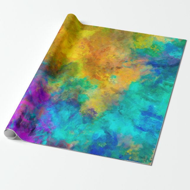 art abstract vibrant rainbow painted background wi wrapping paper (Unrolled)