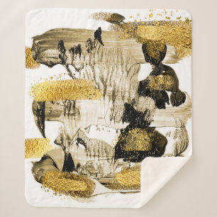 Art and Gold. Trendy color with golden paint and s Sherpa Blanket