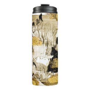 Art and Gold. Trendy colour with golden paint and Thermal Tumbler