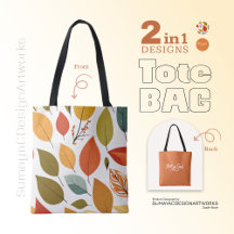  Art and Soul Orange Leaves 2 in 1 Tote Bag
