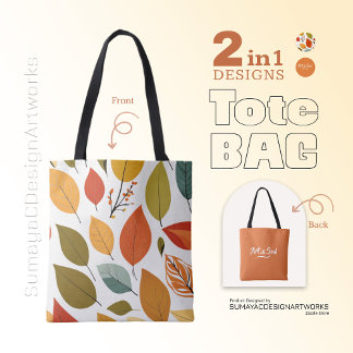  Art and Soul Orange Leaves 2 in 1 Tote Bag