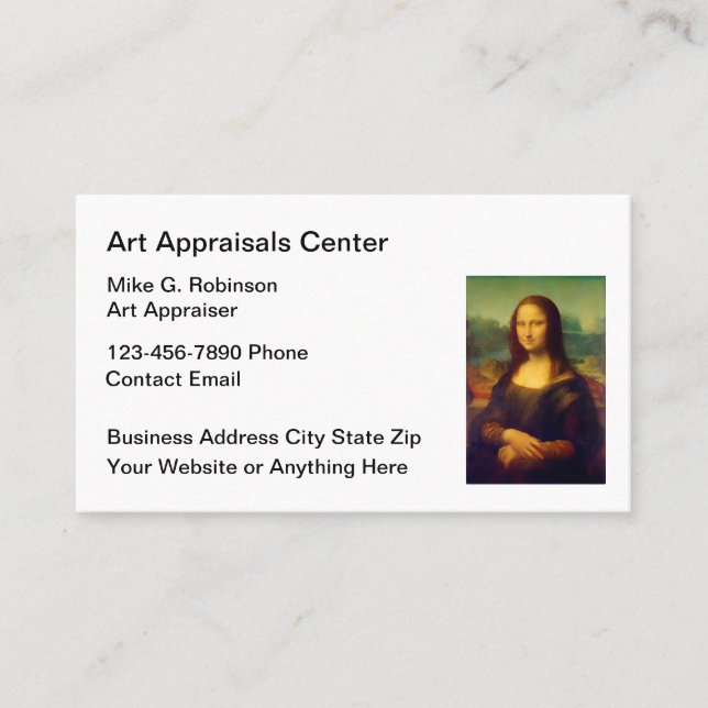 Art Appraiser And Appraisal Service Business Card (Front)