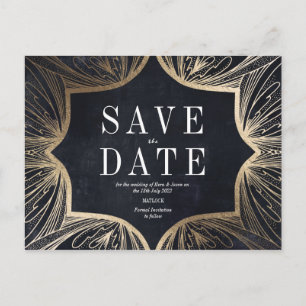 Art Art Nouveau charcoal and Gold Save the date Postcard