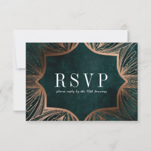 Art Art Nouveau faux gold Wedding RSVP card, Card