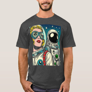 Art Astronauts in Space Comic Book Style T-Shirt