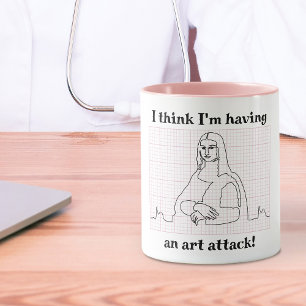 Art Attack Funny Mona Lisa EKG Cardiology Pun Mug