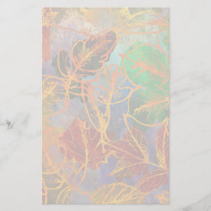Art Autumn Leaves Background In Rainbow Colours Stationery