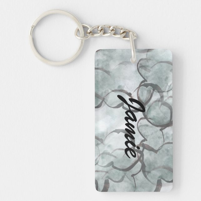 art avant-garde grey, black hand paint key ring (Front)