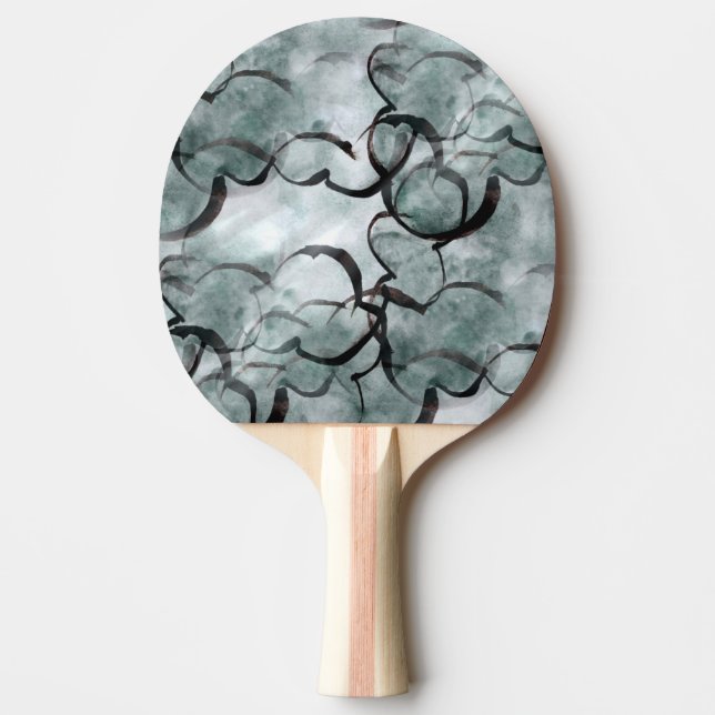 art avant-garde grey, black hand paint ping pong paddle (Front)