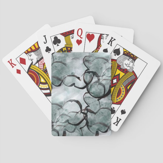 art avant-garde grey, black hand paint playing cards (Back)