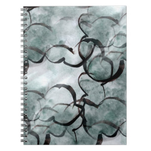 art avant-garde grey, black hand paint spiral notebook