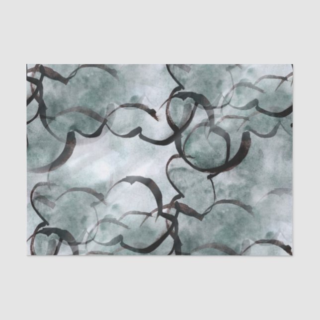 art avant-garde grey, black hand paint tissue paper (Front)