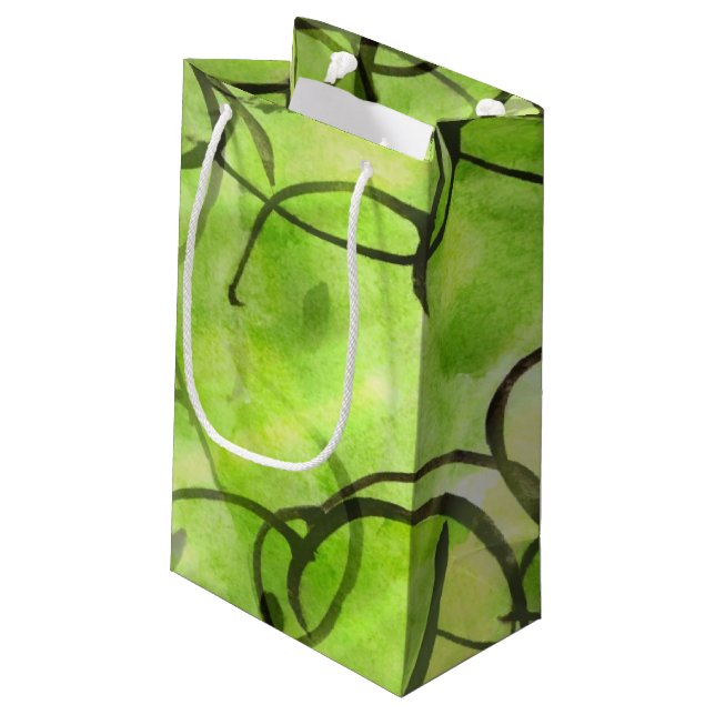 art avant-garde hand paint background green small gift bag (Back Angled)