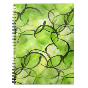 art avant-garde hand paint background green spiral notebook