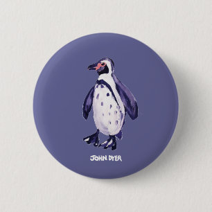 Art Badge Button: John Dyer Purple Penguin