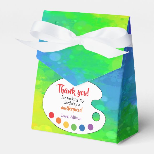 Art Birthday Party Favour | Paint Party  Favour Bo Favour Box (Front Side)