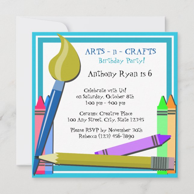 Art Birthday Party Invitation (Front)