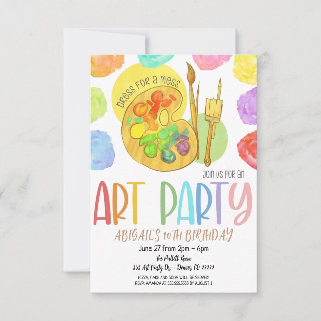 Art Birthday Party Invitation (Front)