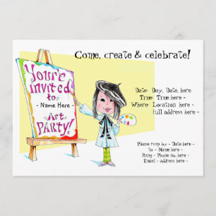 Art birthday Party Invitations for Girl