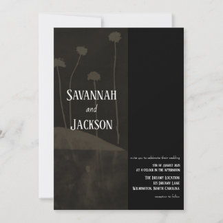 Art Black Flower Unique Wedding Invitation