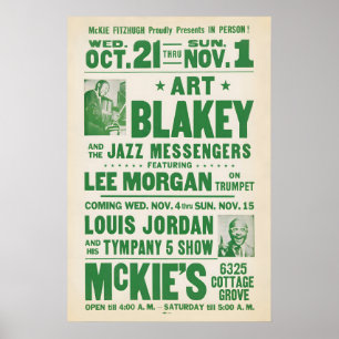 Art Blakey - Lee Morgan - Louis Jordan jazz poster