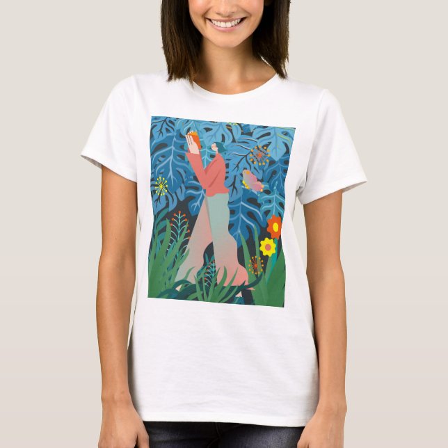 Art, Book Lady. T-Shirt (Front)
