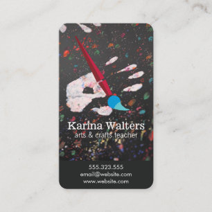 Art Brushes and Palette Hand Painting Splatter Business Card