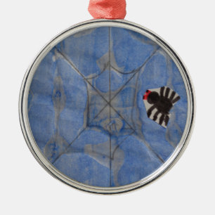 Art by Children, Spider with cobweb, drawing Metal Tree Decoration