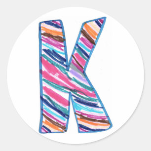 Art by Kaleb Colourful Letter K Circle Sticker