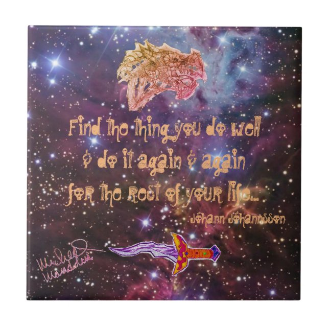 Art by Micheal Inspirational Dragon Ceramic Tile (Front)