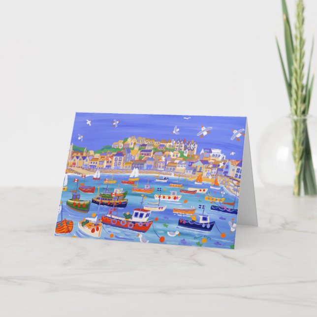 Art Card: Boats in the Harbour, St Ives Cornwall Card (Front)