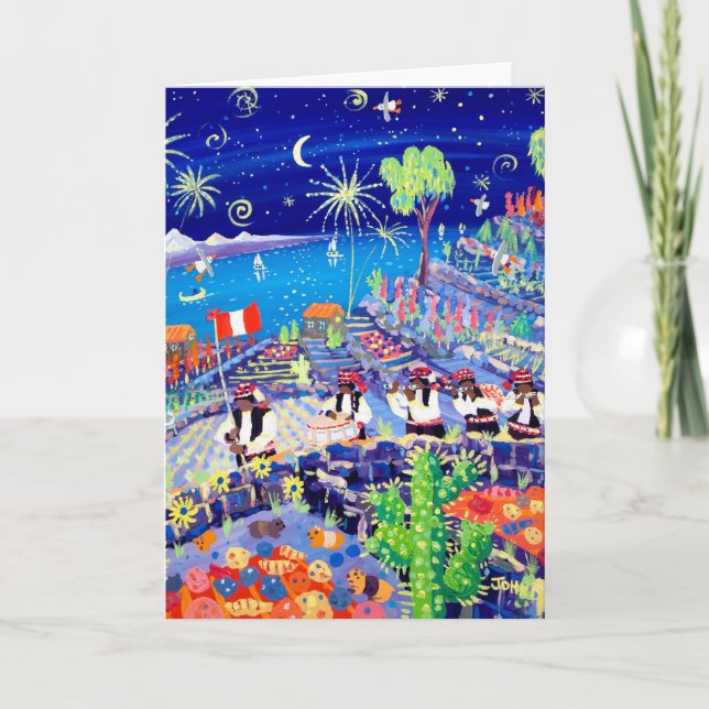 Art Card: Pachamama Pipers, Peru. Isla Taquile Card (Front)