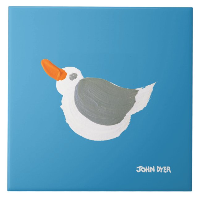 Art Ceramic Tile: John Dyer Flying Seagull Tile (Front)