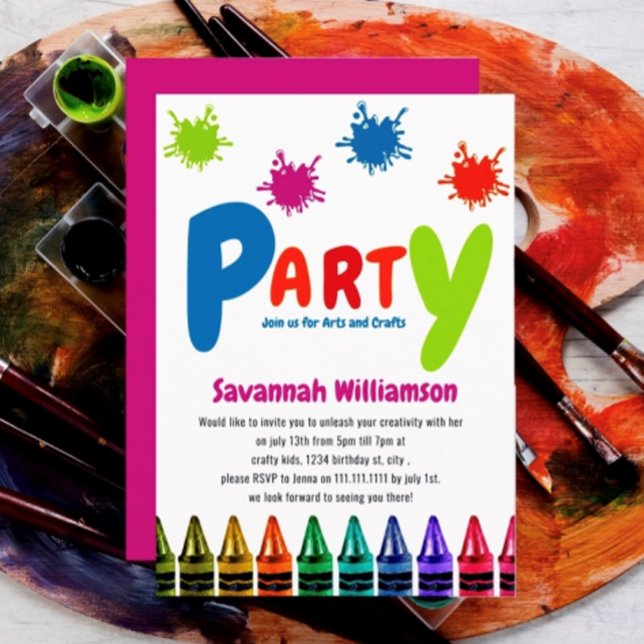 Art childrens party birthday Invitation (Creator Uploaded)