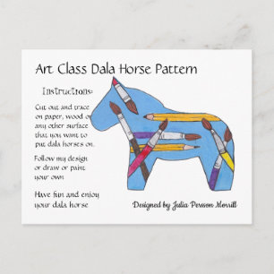 Art Class Dala Horse Pattern to Share Holiday Postcard