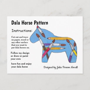 Art Class Dala Horse Pattern to Share Holiday Postcard