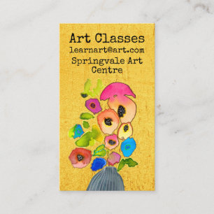 Art Classes artist floral business Card