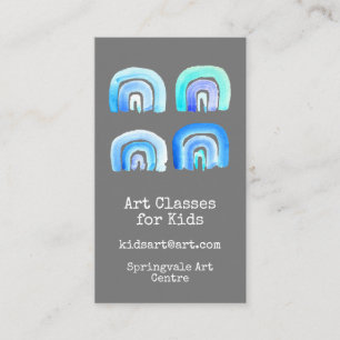 Art Classes for Kids business blue rainbow Card