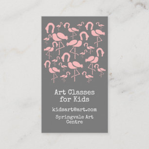 Art Classes for Kids business cute flamingo Card