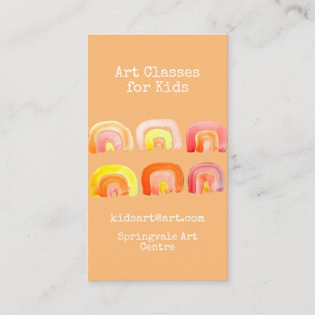 Art Classes for Kids business rainbow Card (Front)