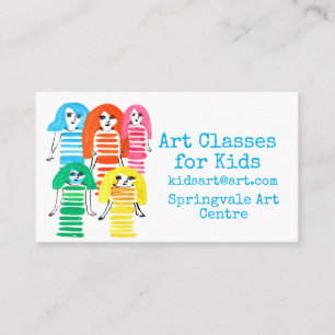 Art Classes for Kids business rainbow people Business Card