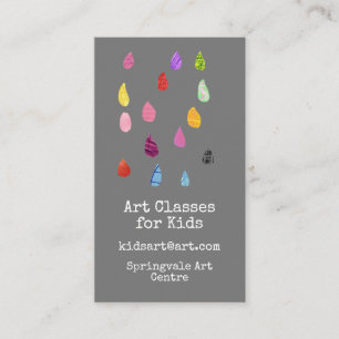 Art Classes for Kids business raindrops Card