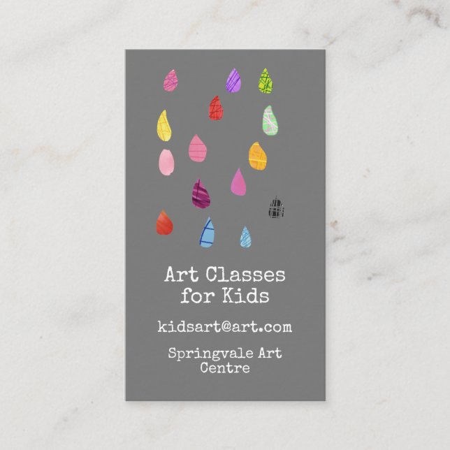 Art Classes for Kids business raindrops Card (Front)