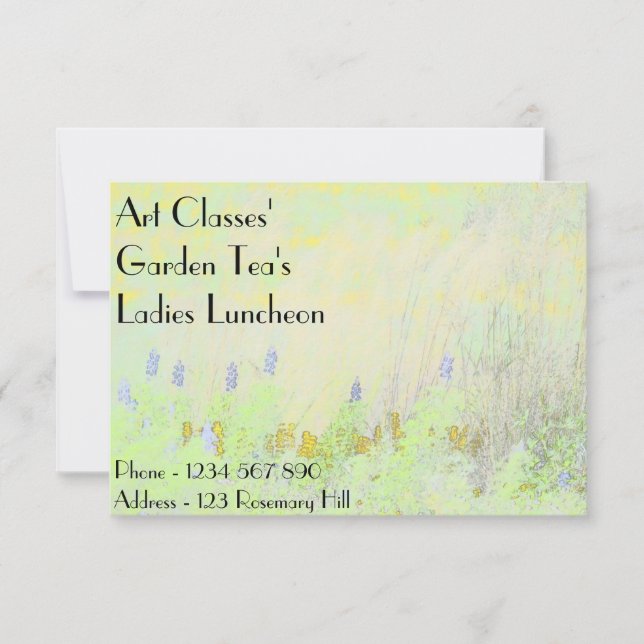 Art Classes Ladies Luncheon Garden Tea's Invitation (Front)