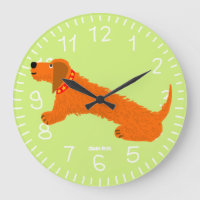 Art Clock: John Dyer Sausage Dog Lime