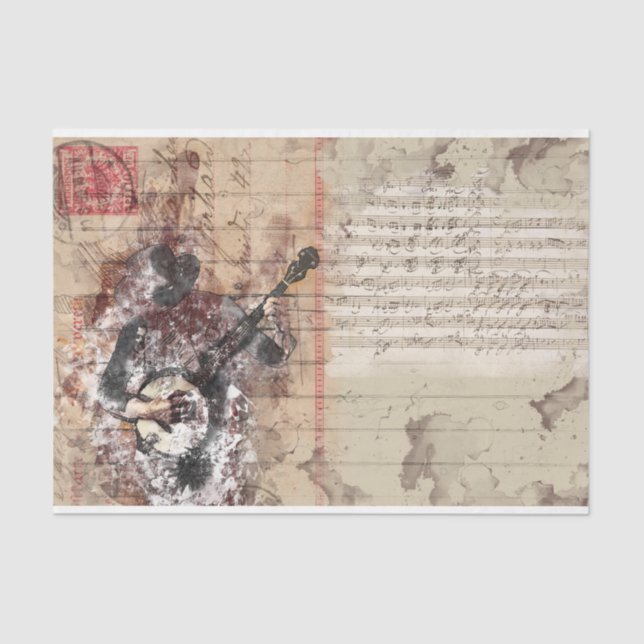 Art Collage Bango Music 31 Decoupage Tissue Paper (Front)